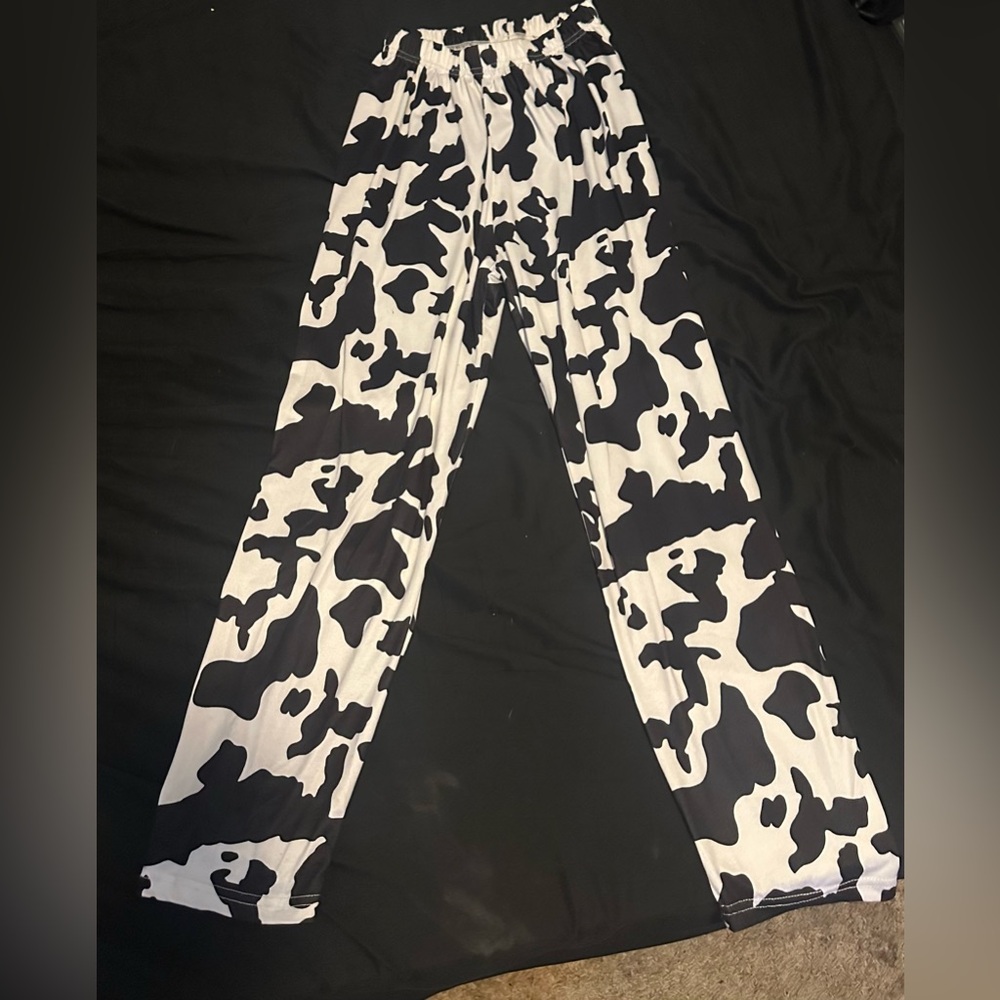 Cow print stretchy pj pants